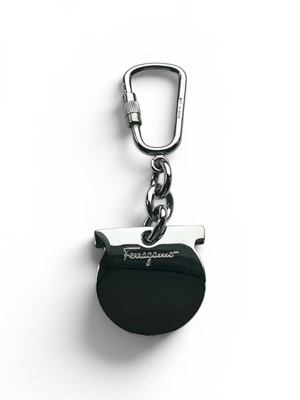 Salvatore Ferragamo Gancini Silver-Tone Keychain Key Ring